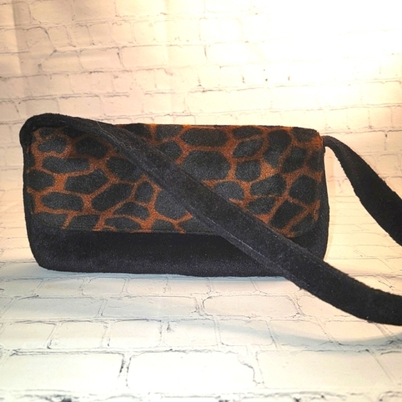 Linea pelle Fuzzy Animal print Shoulder Bag - Picture 1 of 6